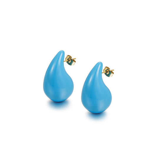 Sky blue water droplet earrings-SCE510STGCBU-M