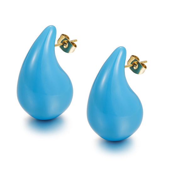 Sky blue water droplet earrings-SCE510STGCBU-M