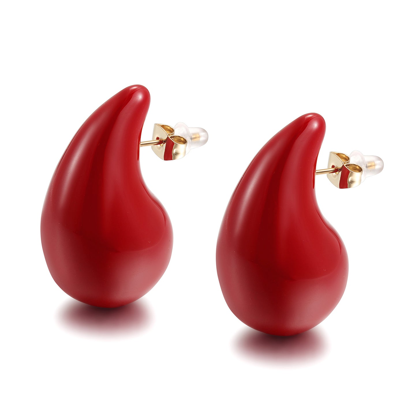 Red Water Drop Earrings-SCE510STGCRD-M