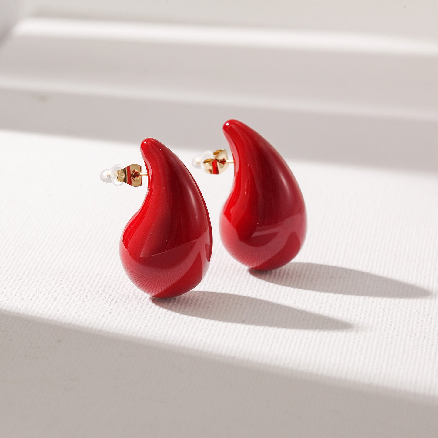 Red Water Drop Earrings-SCE510STGCRD-M