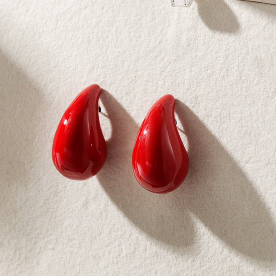 Red Water Drop Earrings-SCE510STGCRD-M