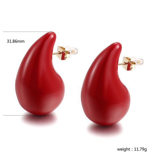 Red Water Drop Earrings-SCE510STGCRD-M