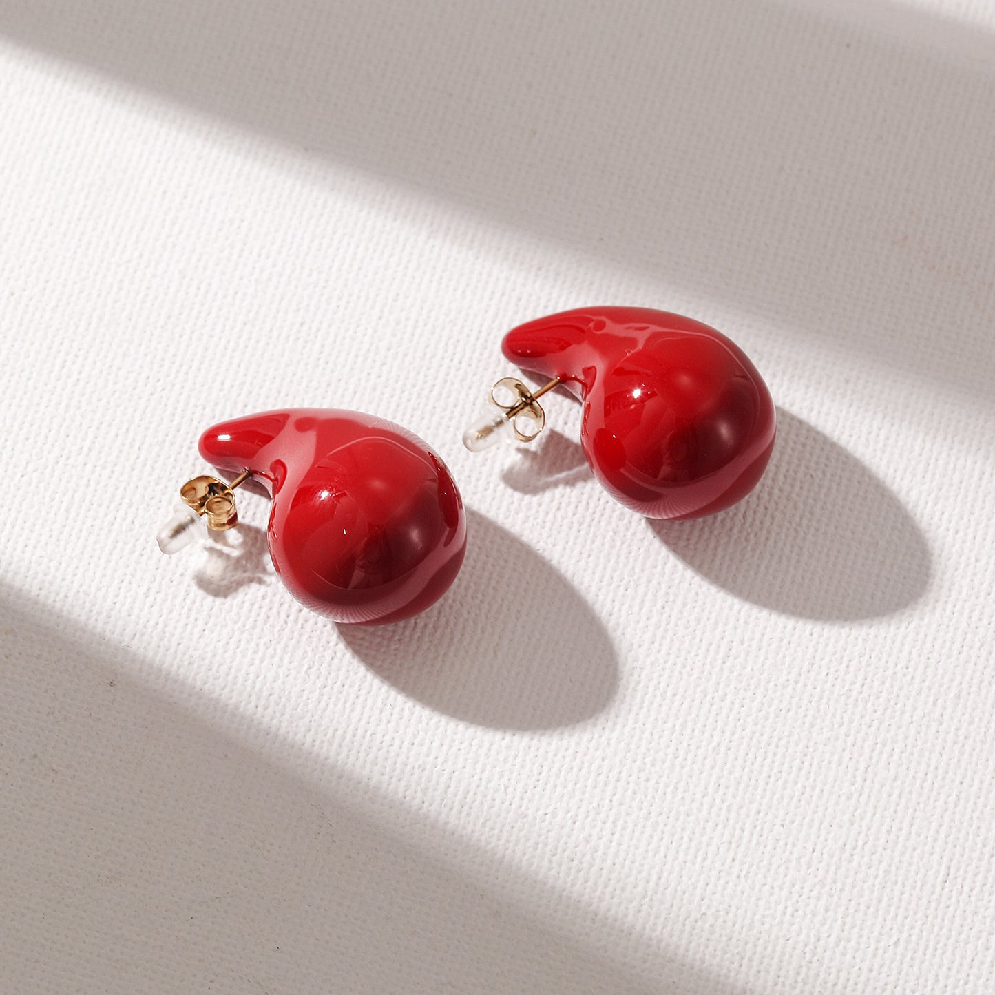 Red Water Drop Earrings-SCE510STGCRD-M