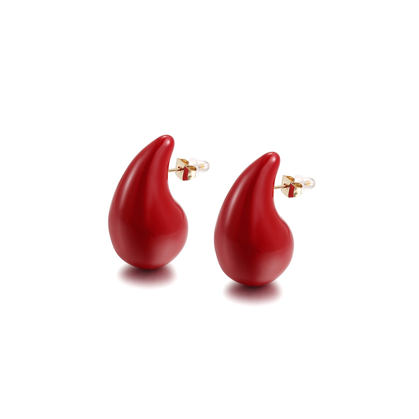 Red Water Drop Earrings-SCE510STGCRD-M