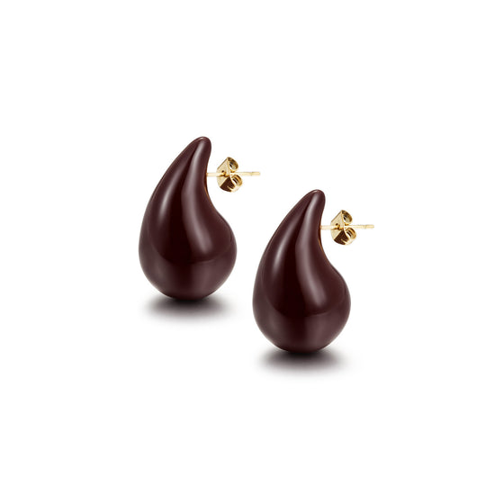 Chocolate colored water droplet earrings-SCE510STGCWR-M