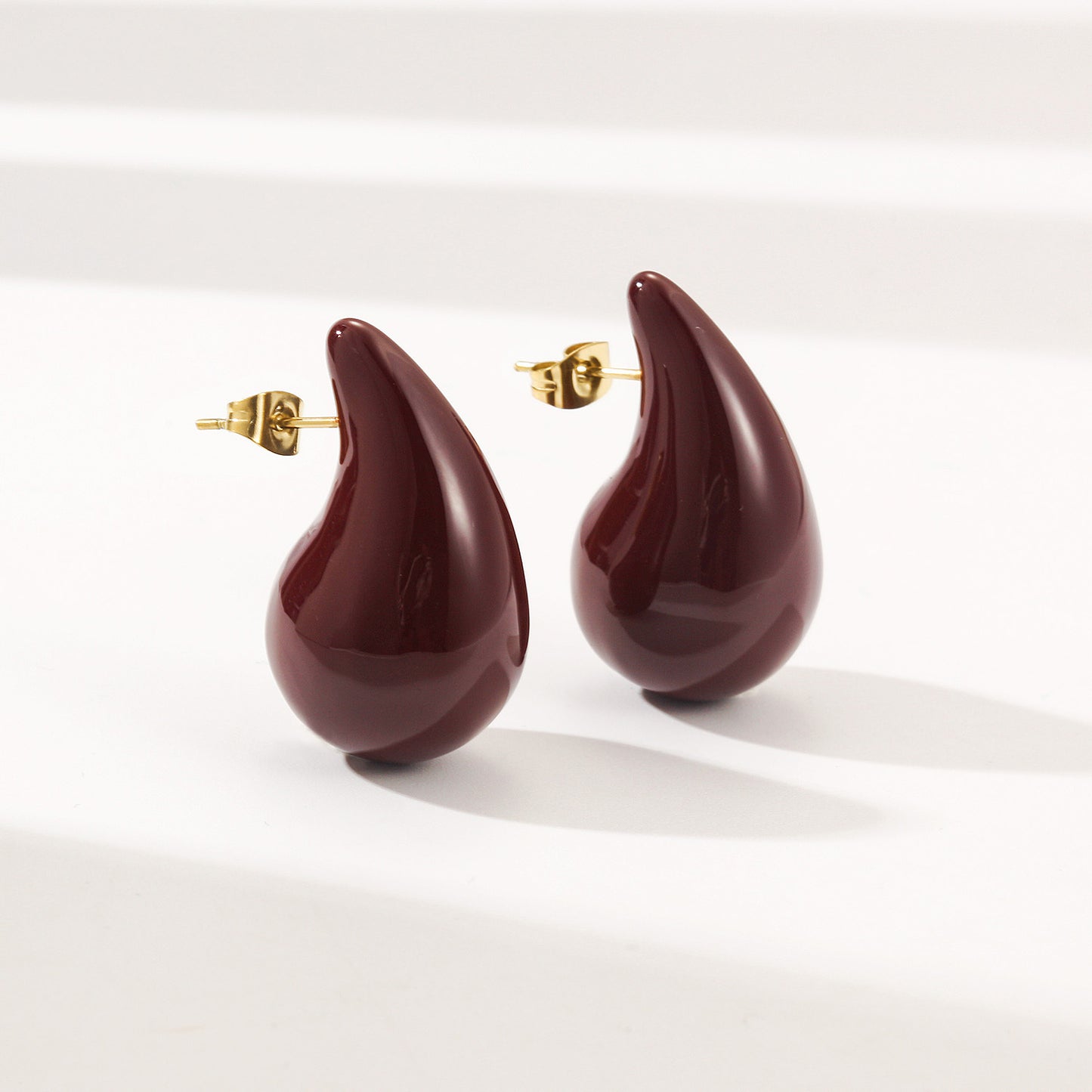 Chocolate colored water droplet earrings-SCE510STGCWR-M