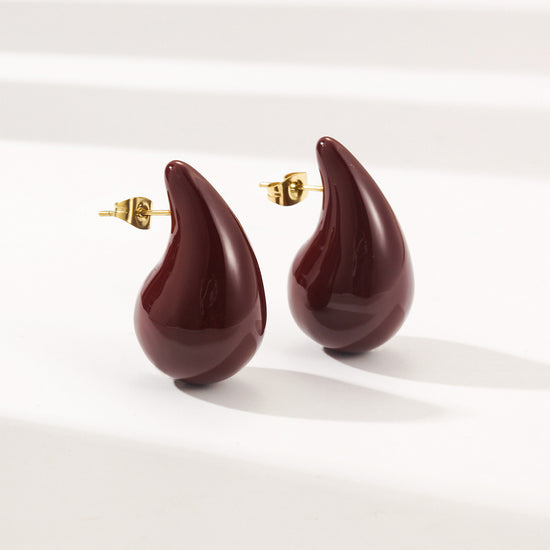 Chocolate colored water droplet earrings-SCE510STGCWR-M