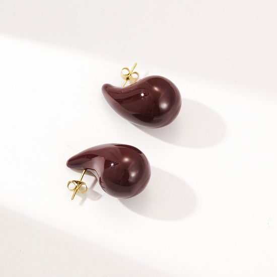 Chocolate colored water droplet earrings-SCE510STGCWR-M