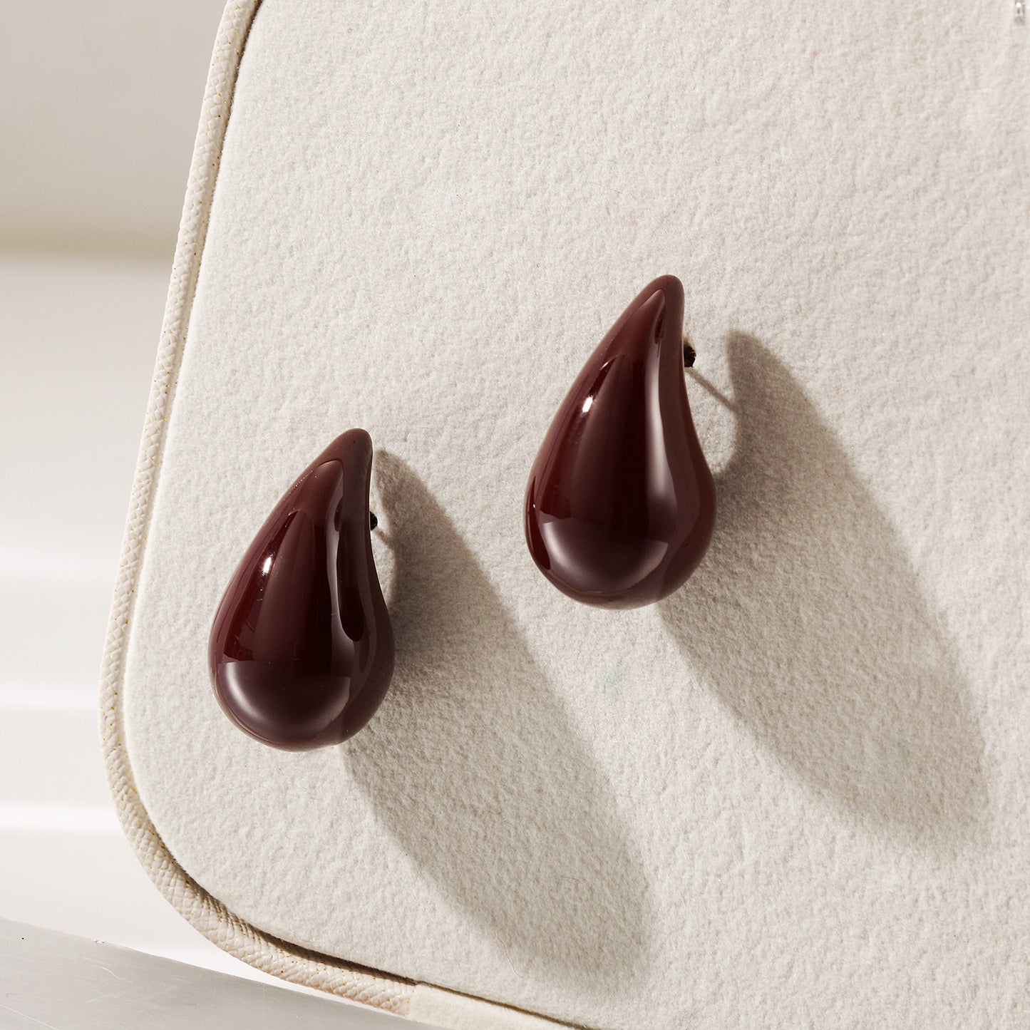 Chocolate colored water droplet earrings-SCE510STGCWR-M