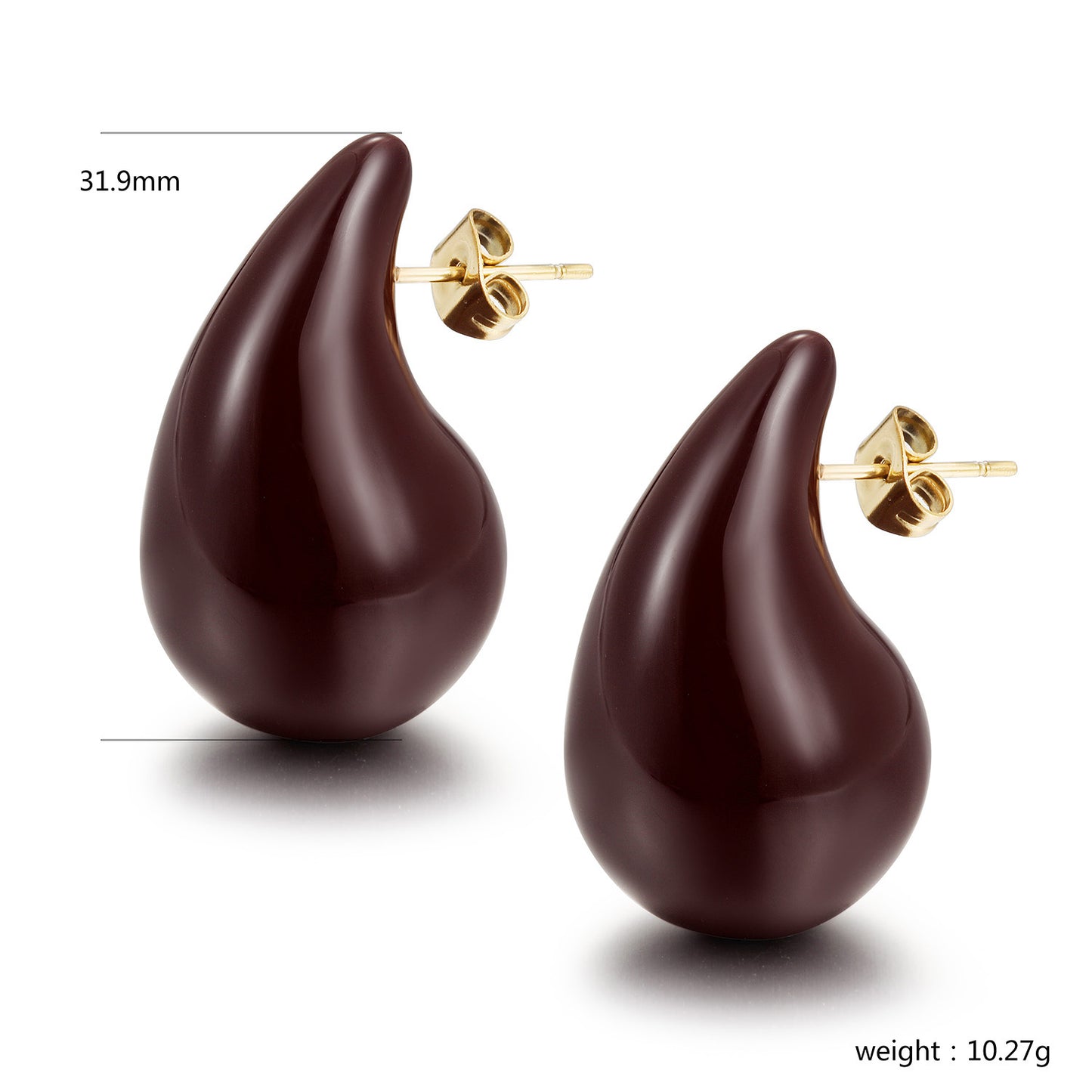 Chocolate colored water droplet earrings-SCE510STGCWR-M