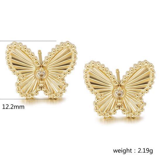 Golden Butterfly Earrings-SCE512STGCZD