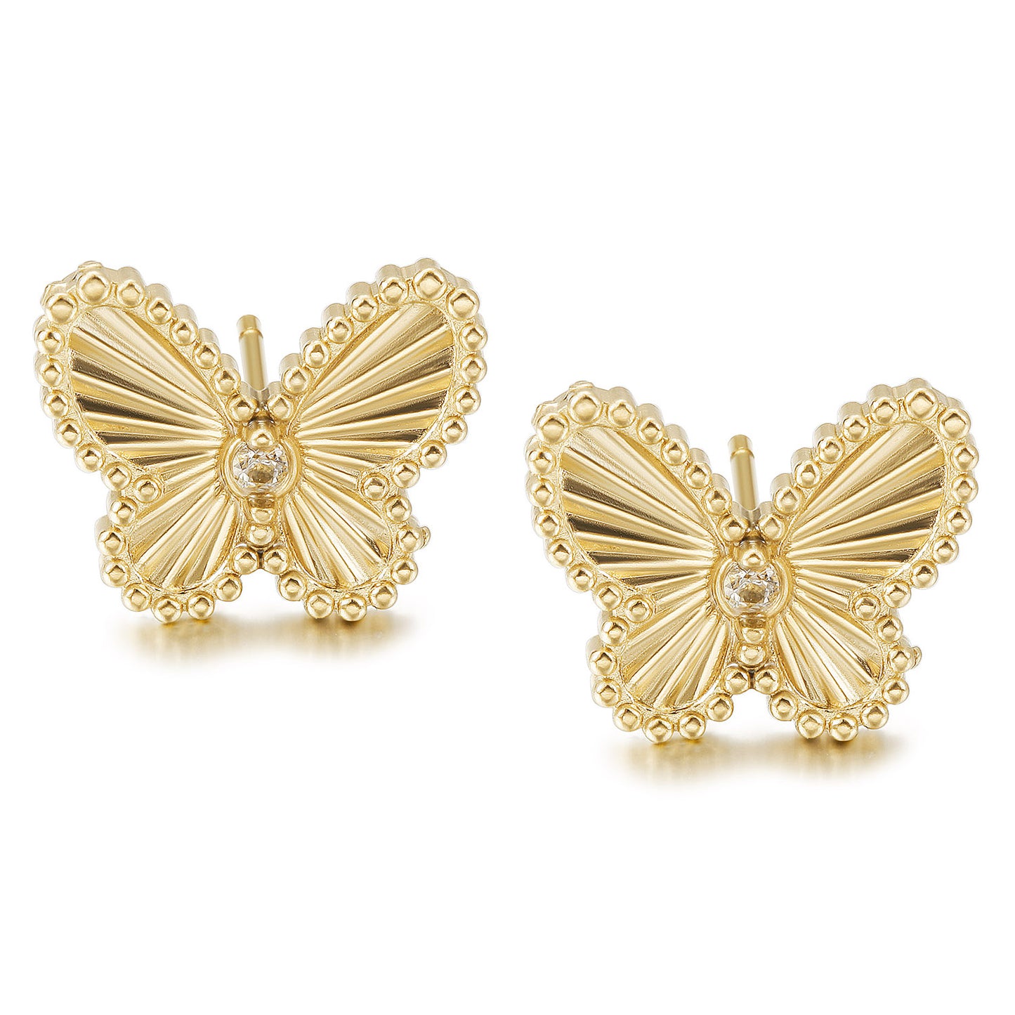 Golden Butterfly Earrings-SCE512STGCZD