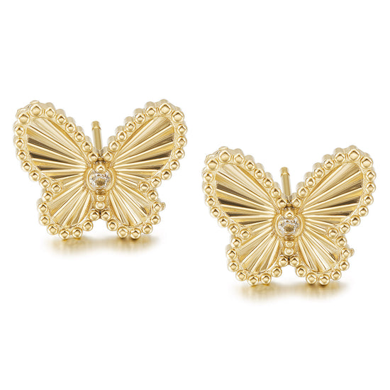 Golden Butterfly Earrings-SCE512STGCZD