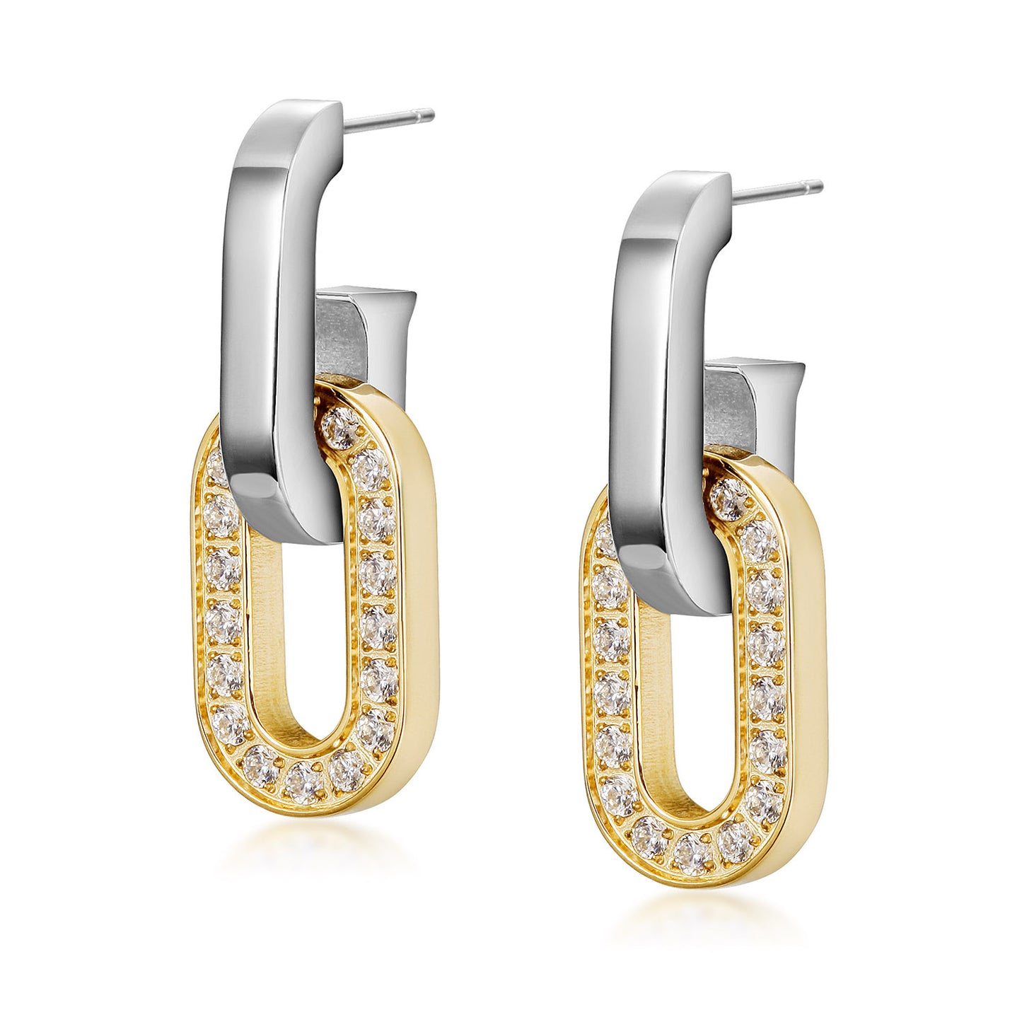 O-shaped full diamond hook earrings-SCE515STMCZD