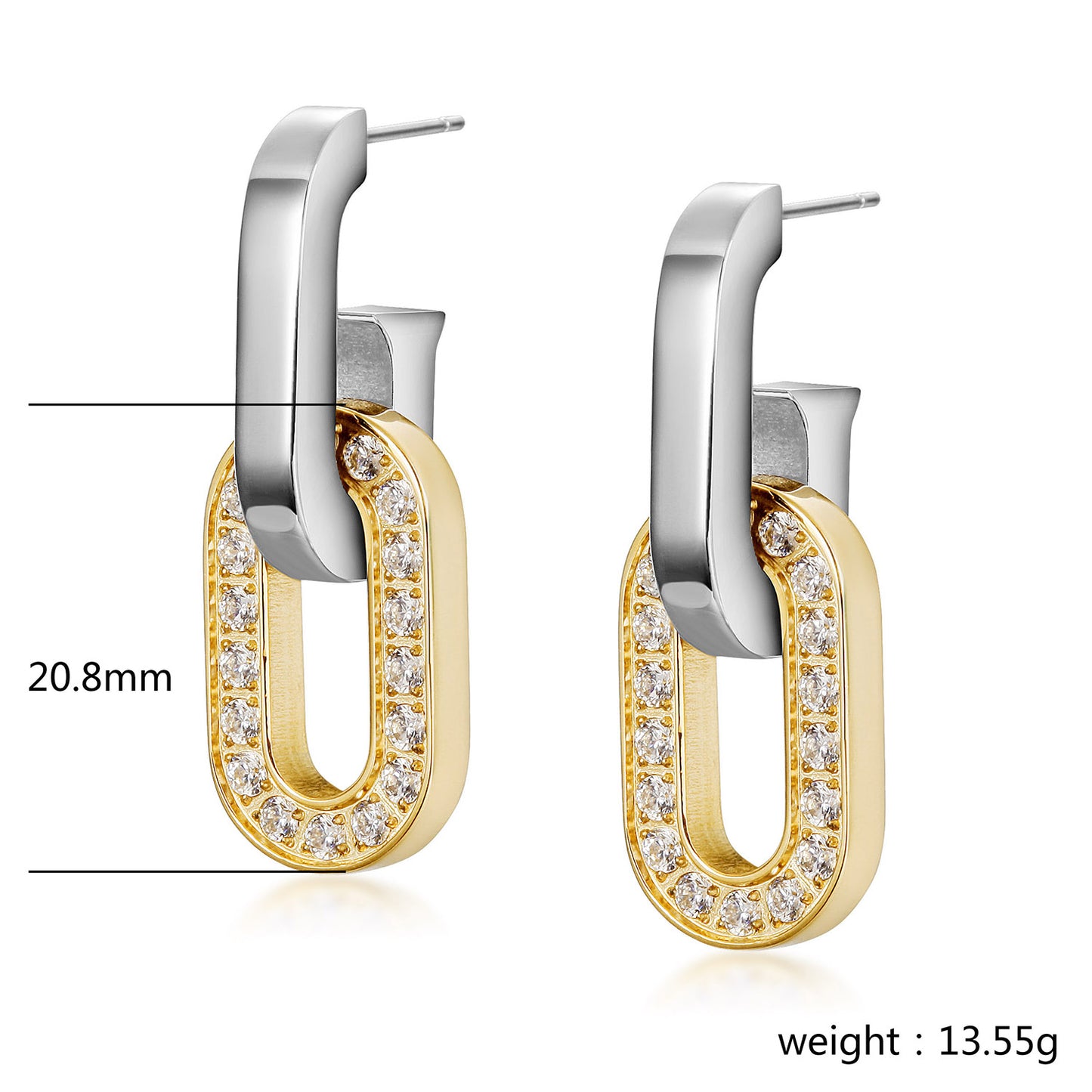 O-shaped full diamond hook earrings-SCE515STMCZD