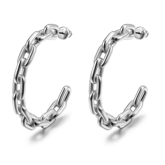 Silver chain earrings-SCE518STWG