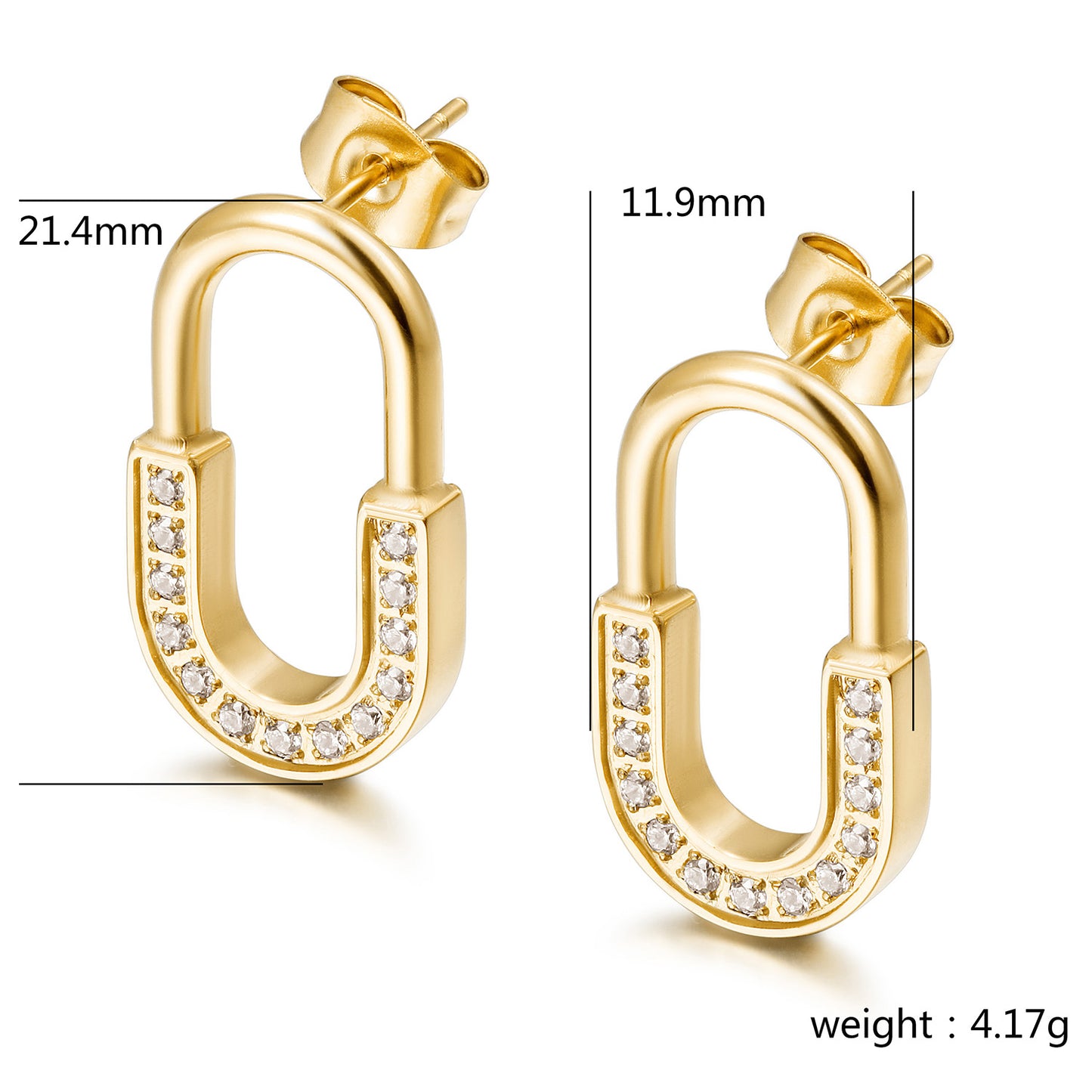 U-shaped zircon earrings-SCE522STGC