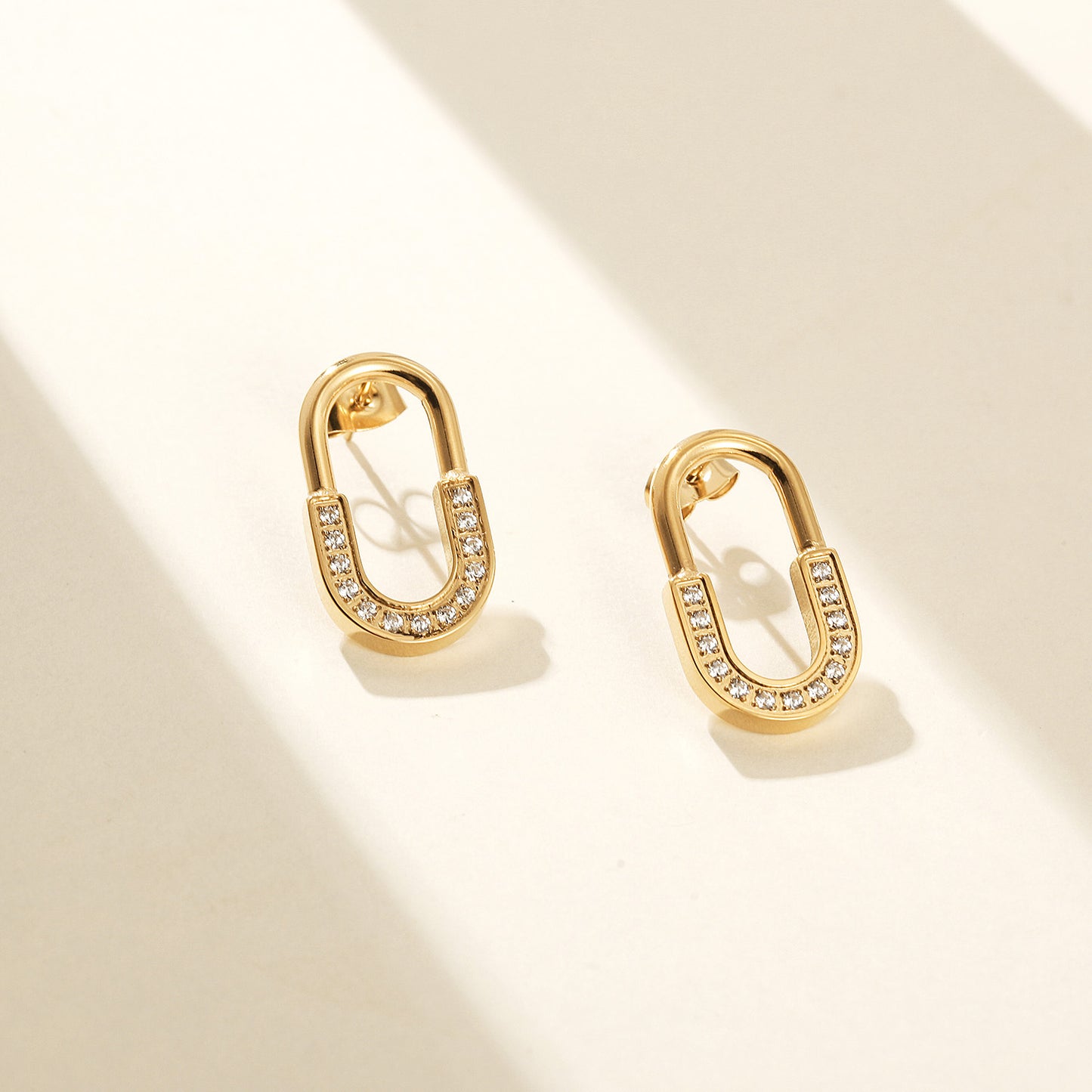 U-shaped zircon earrings-SCE522STGC