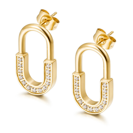 U-shaped zircon earrings-SCE522STGC