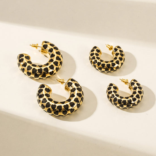 Heart-shaped C-shaped earrings-SCE524STGC-S