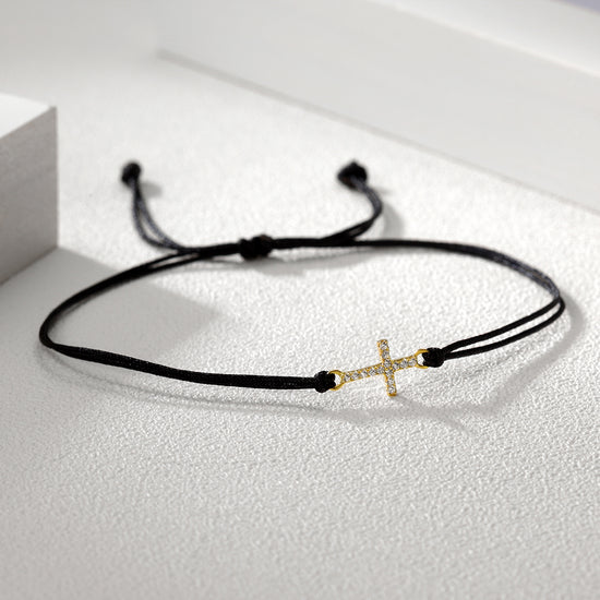 Rope Cross Full Diamond Bracelet-SSB082