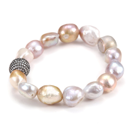 Irregular circular gemstone bracelet-SSB083BKZD