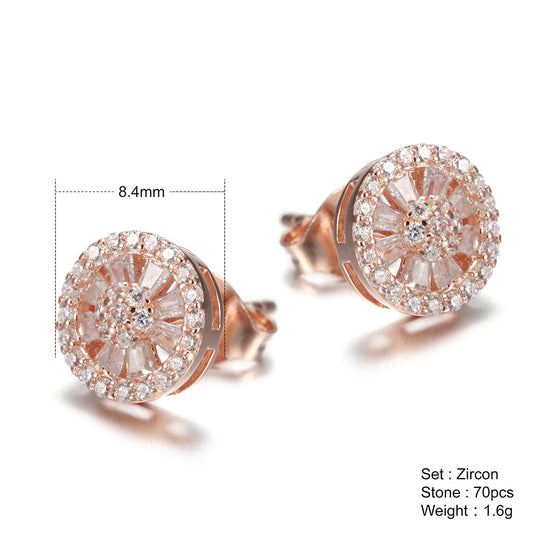 Circular diamond studded earrings-SSE108