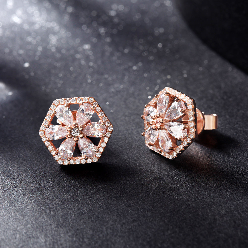 Pentagonal flower earrings-SSE109