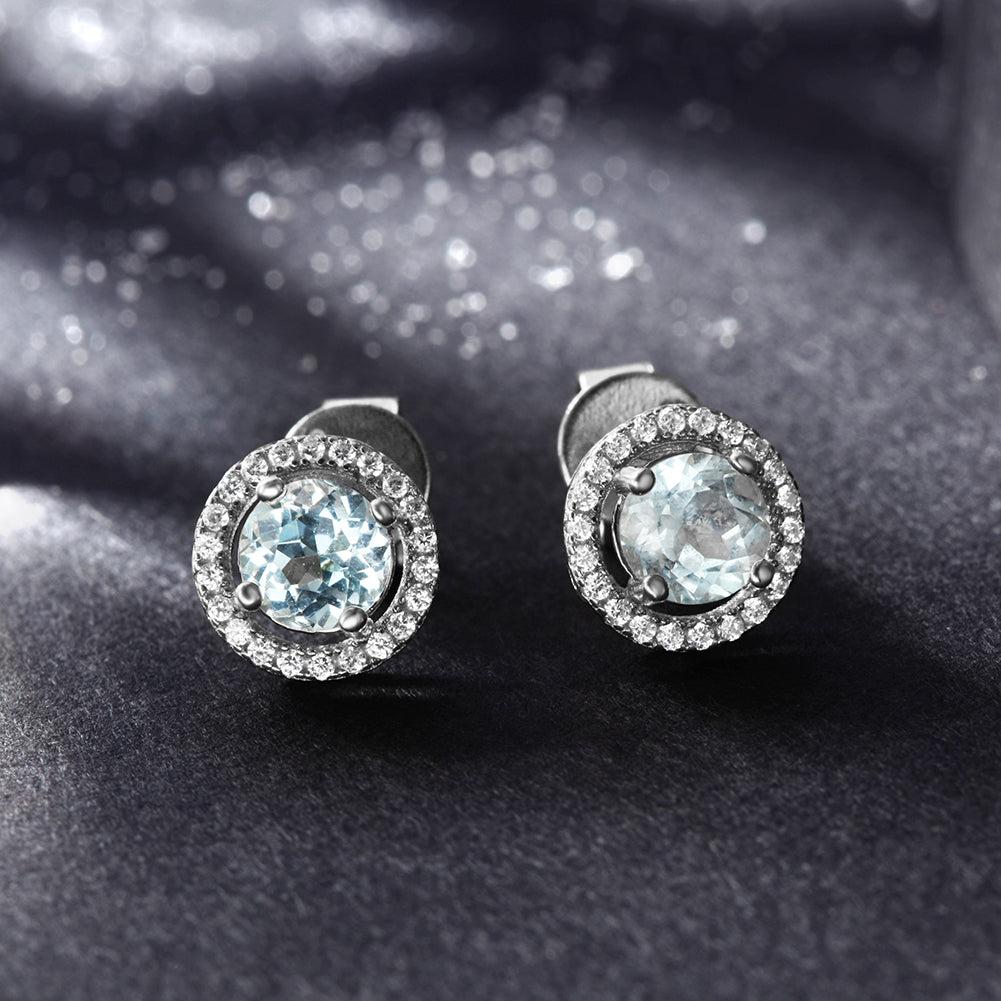 Circular large diamond earrings-SSE110BL