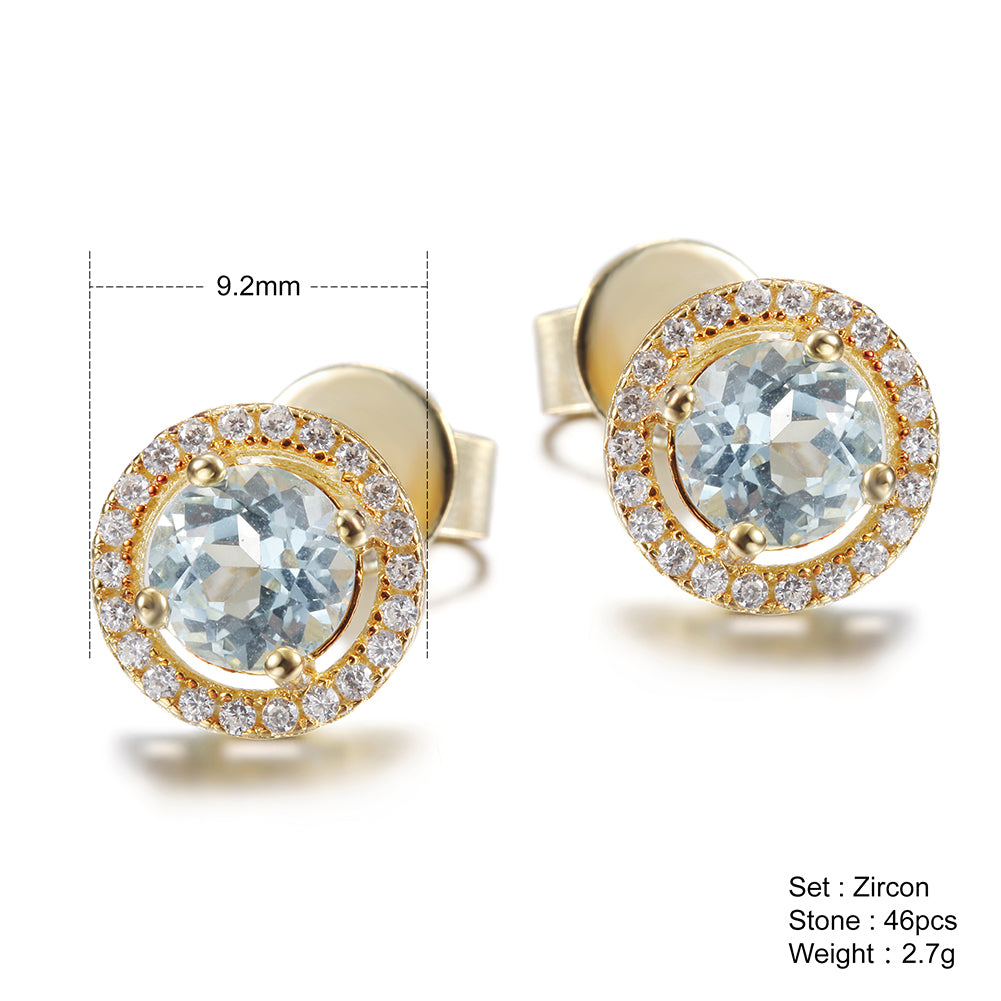 Circular large diamond earrings-SSE110BL