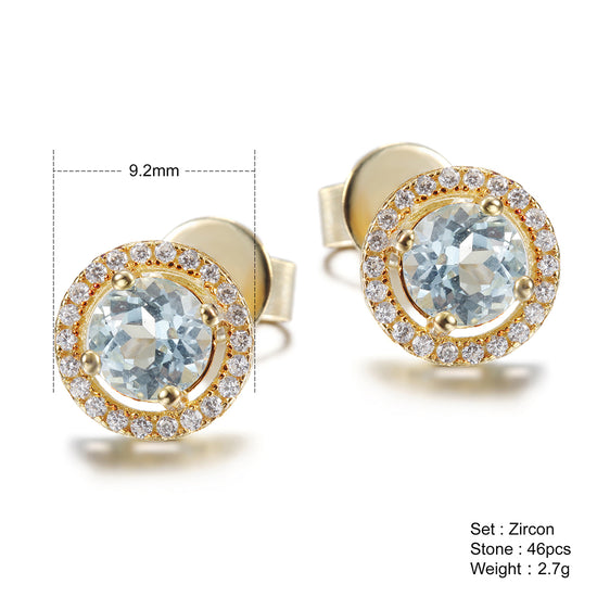 Circular large diamond earrings-SSE110BL