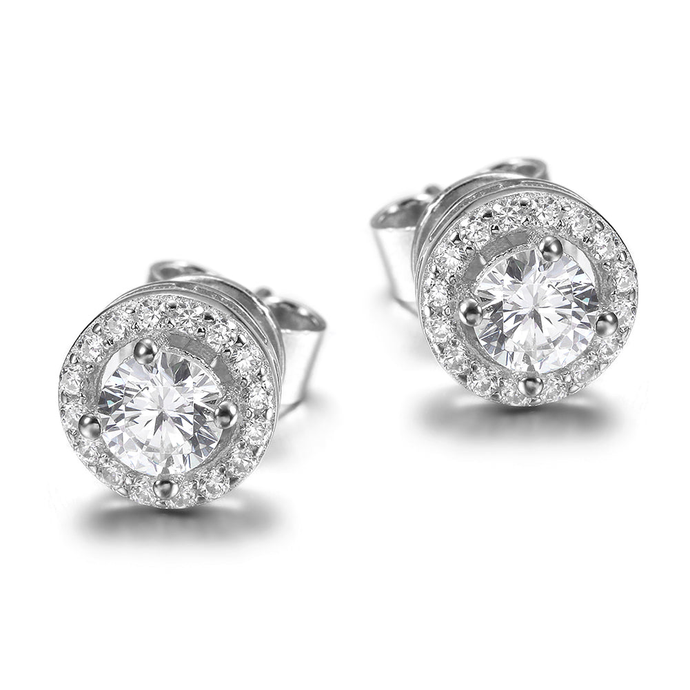 Round large CZ earrings-SSE114WT