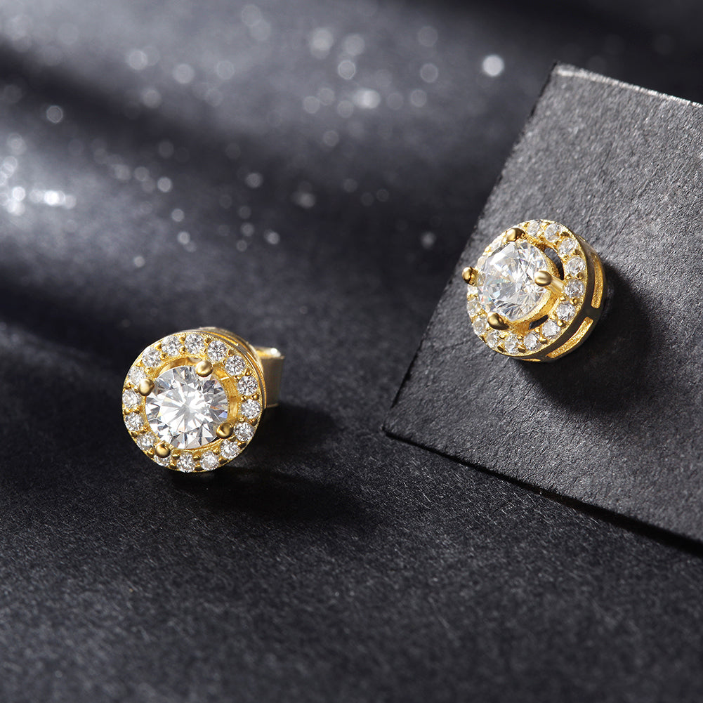 Round large CZ earrings-SSE114WT