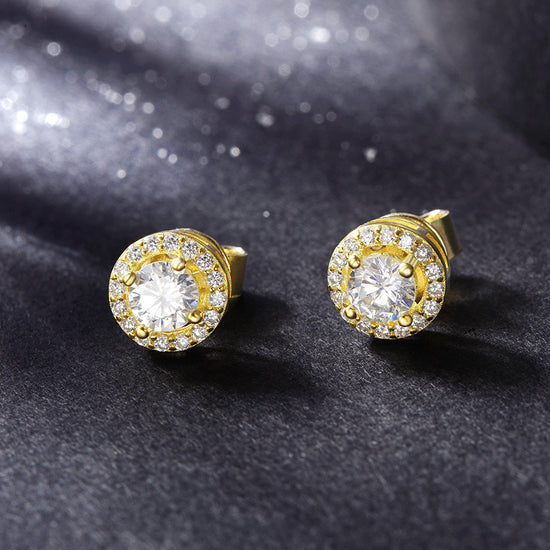 Round large CZ earrings-SSE114WT