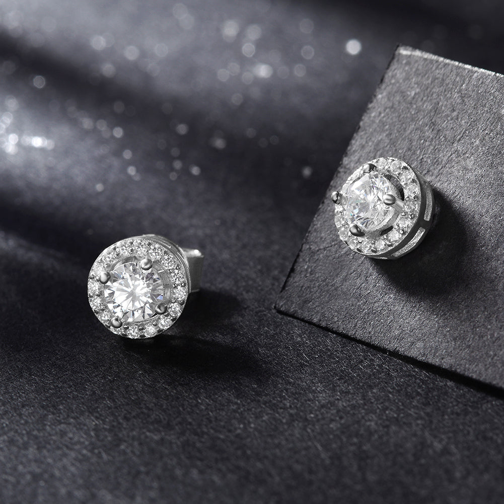 Round large CZ earrings-SSE114WT