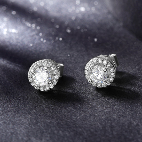 Round large CZ earrings-SSE114WT