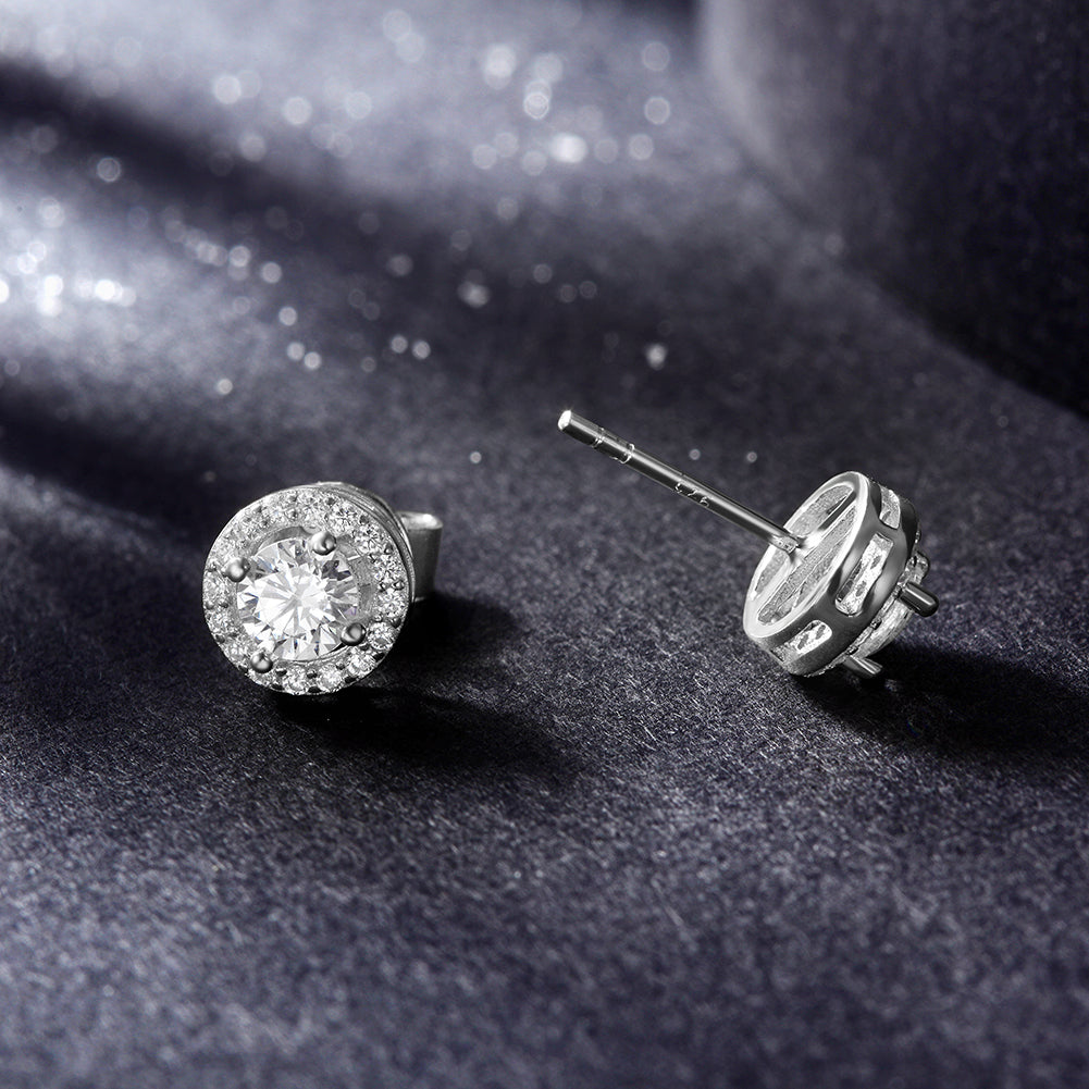 Round large CZ earrings-SSE114WT