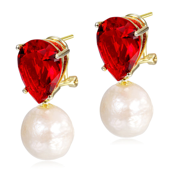 Red gemstone earrings-SSE119CR