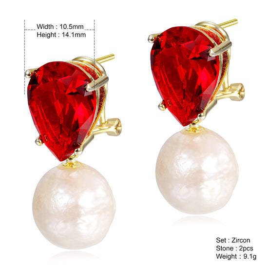 Red gemstone earrings-SSE119CR