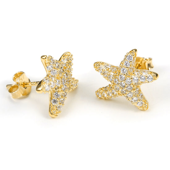 Five pointed star studded diamond earrings-SSE124