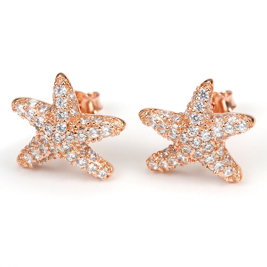 Five pointed star studded diamond earrings-SSE124