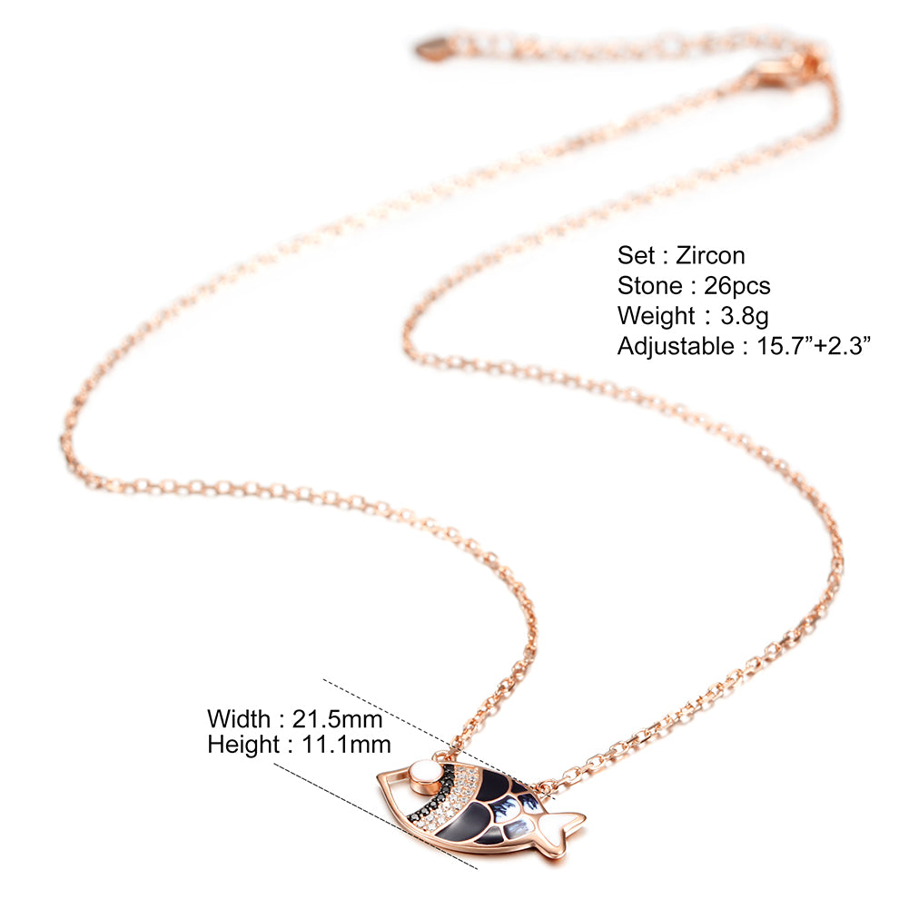 Fish Pendant Rose Gold Necklace -SSN149