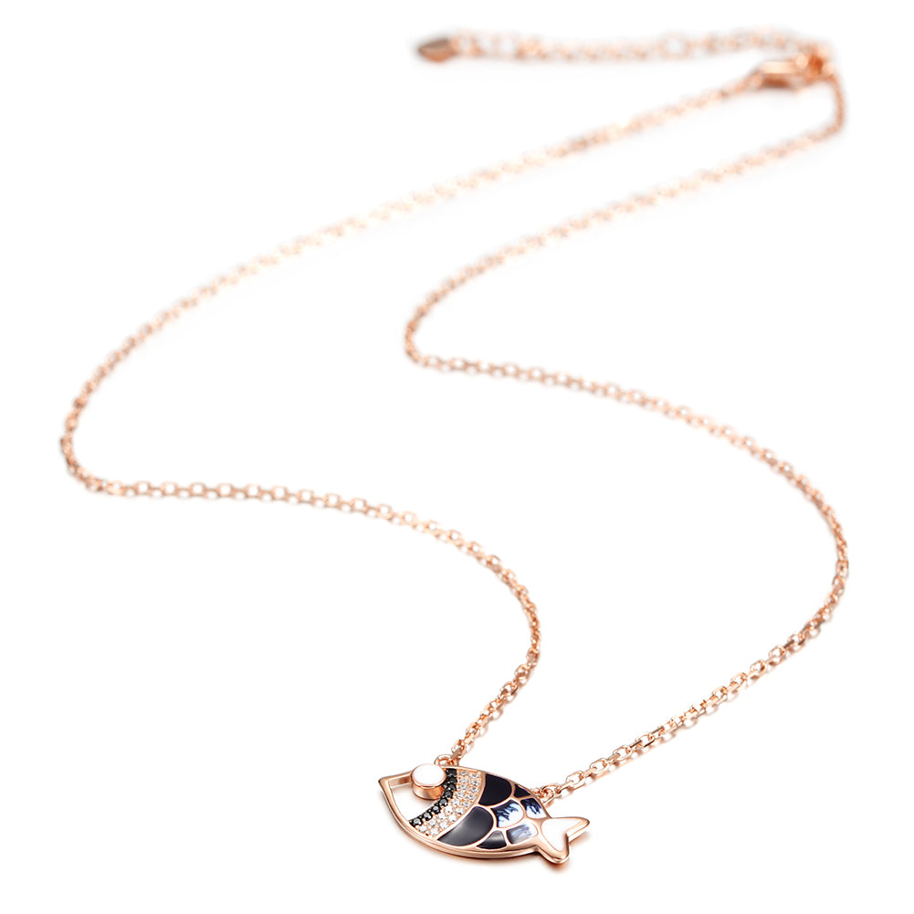 Fish Pendant Rose Gold Necklace -SSN149