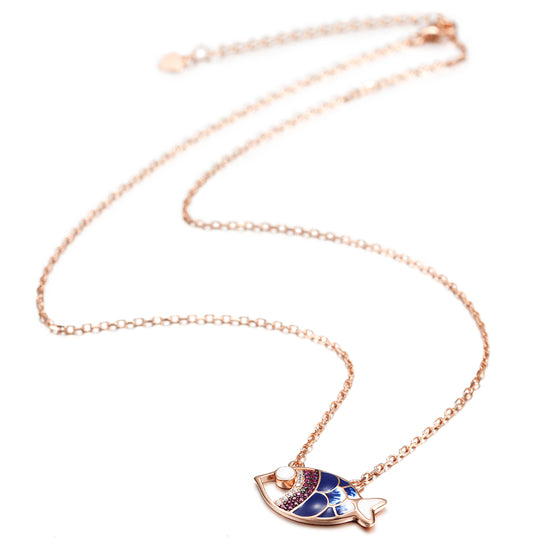 Fish Pendant Rose Gold Necklace -SSN149