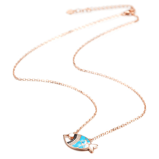 Fish Pendant Rose Gold Necklace -SSN149