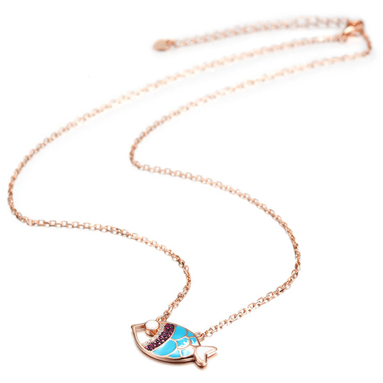 Fish Pendant Rose Gold Necklace -SSN149