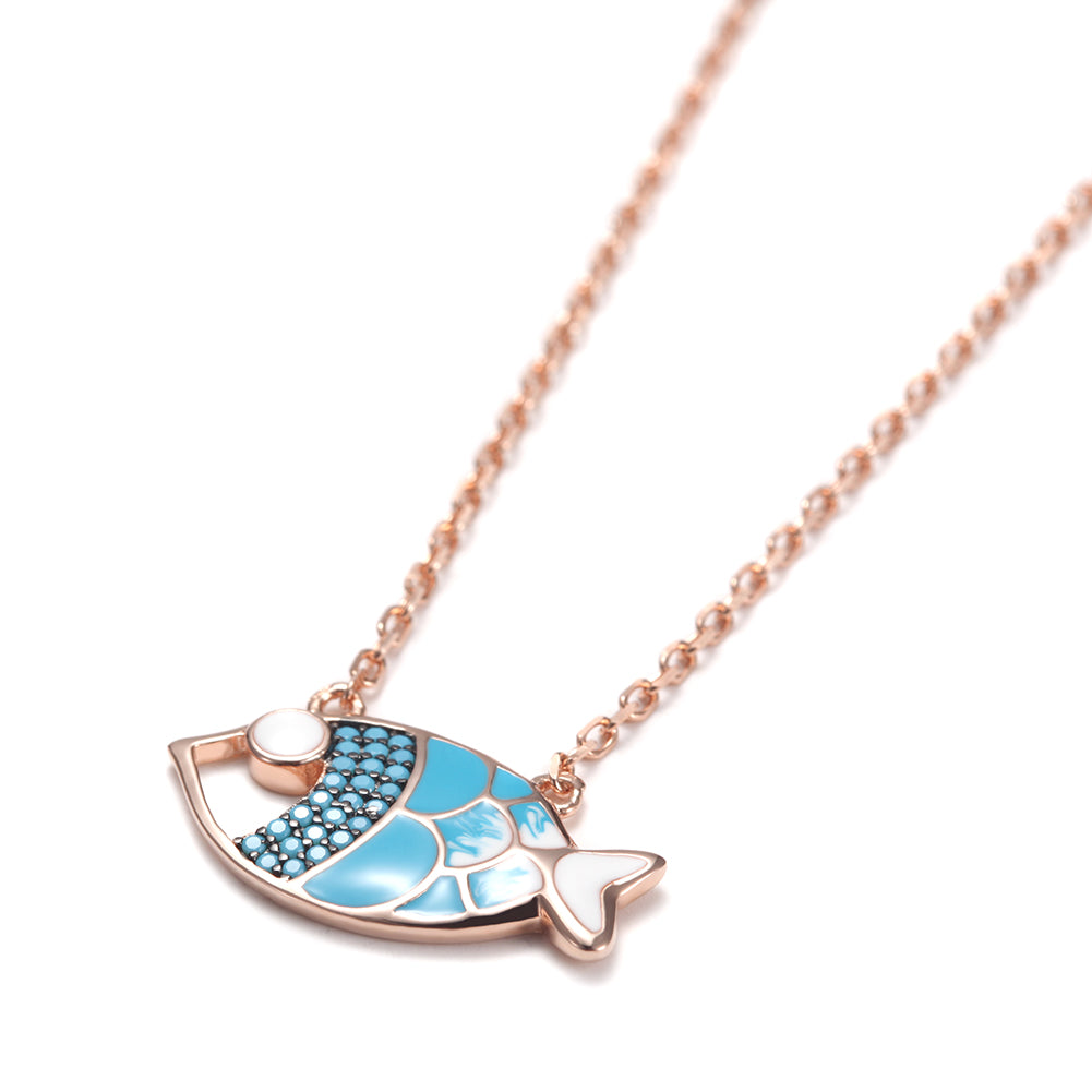 Fish Pendant Rose Gold Necklace -SSN149