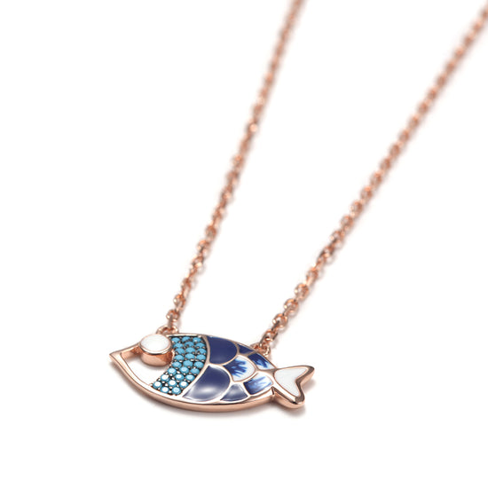 Fish Pendant Rose Gold Necklace -SSN149