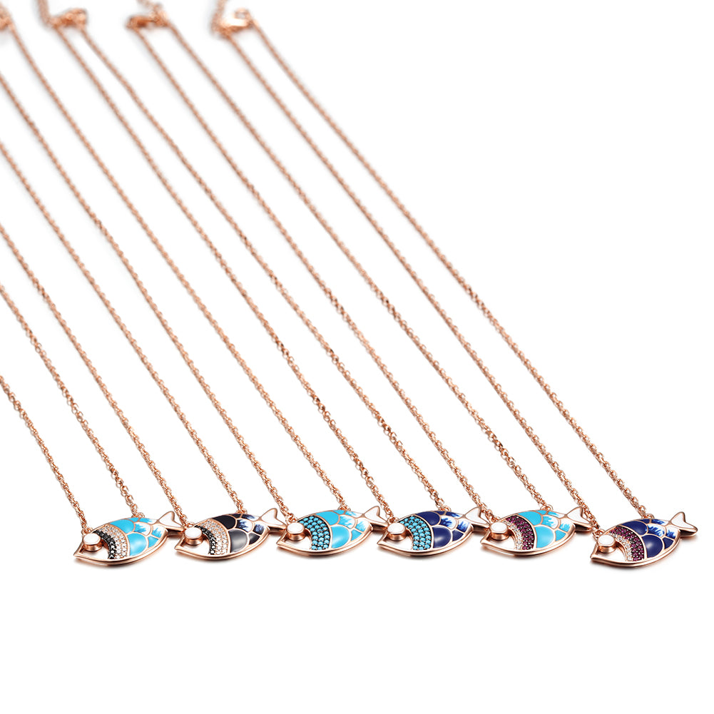 Fish Pendant Rose Gold Necklace -SSN149