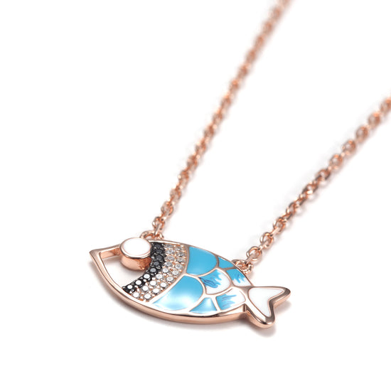 Fish Pendant Rose Gold Necklace -SSN149